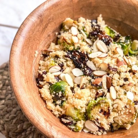 Roasted Brussels Sprouts with Cherries & Couscous